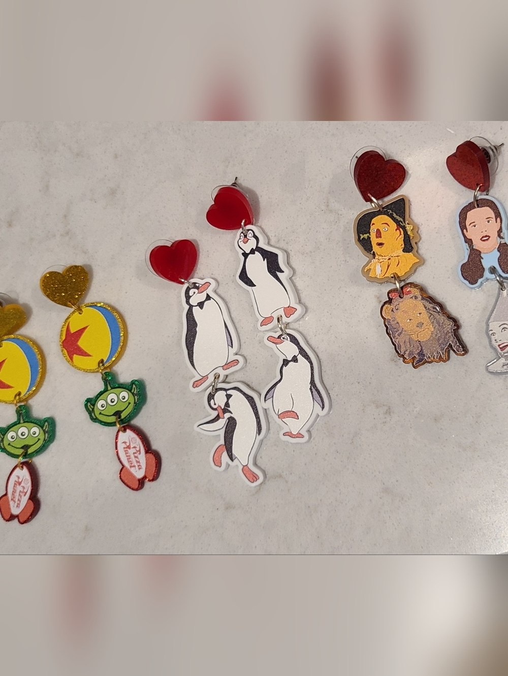 Lot Of Classic Films-themed Drop Earrings: Wizard Of Oz, Mary Poppins, Toy Story